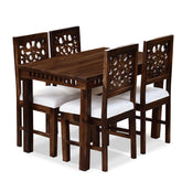 MoonWooden Sheesham Wood 4 Seater Dining Table Set with Chairs Wooden Dining Table with 4 Chairs for Dining Room Home (Walnut Finish)